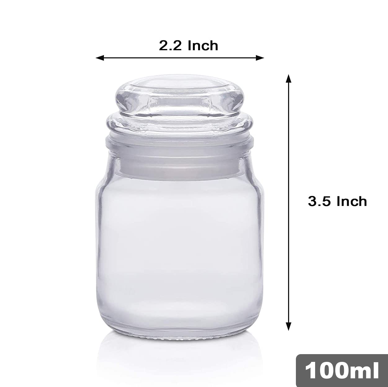 Cloudmart 100Ml Spice Storage Glass Jar, Kitchen Storage Jars, Honey Jar And Container, Spice Masala Jar - Airtight Lid With Rub